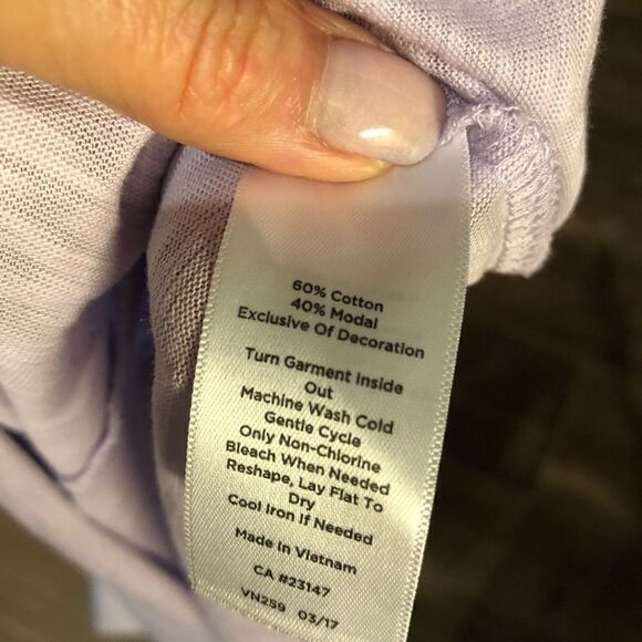Talbots Sz M Lilac Back Grossgrain Ribbon Tie Relaxed Fit Flowy Luxury Top - Picture 4 of 9